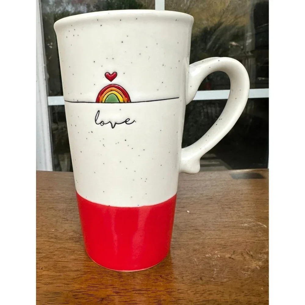 Sheffield Home Rainbow Love Mug Tall Ceramic Love is Love Valentine Coffee Cup - Picture 5 of 9